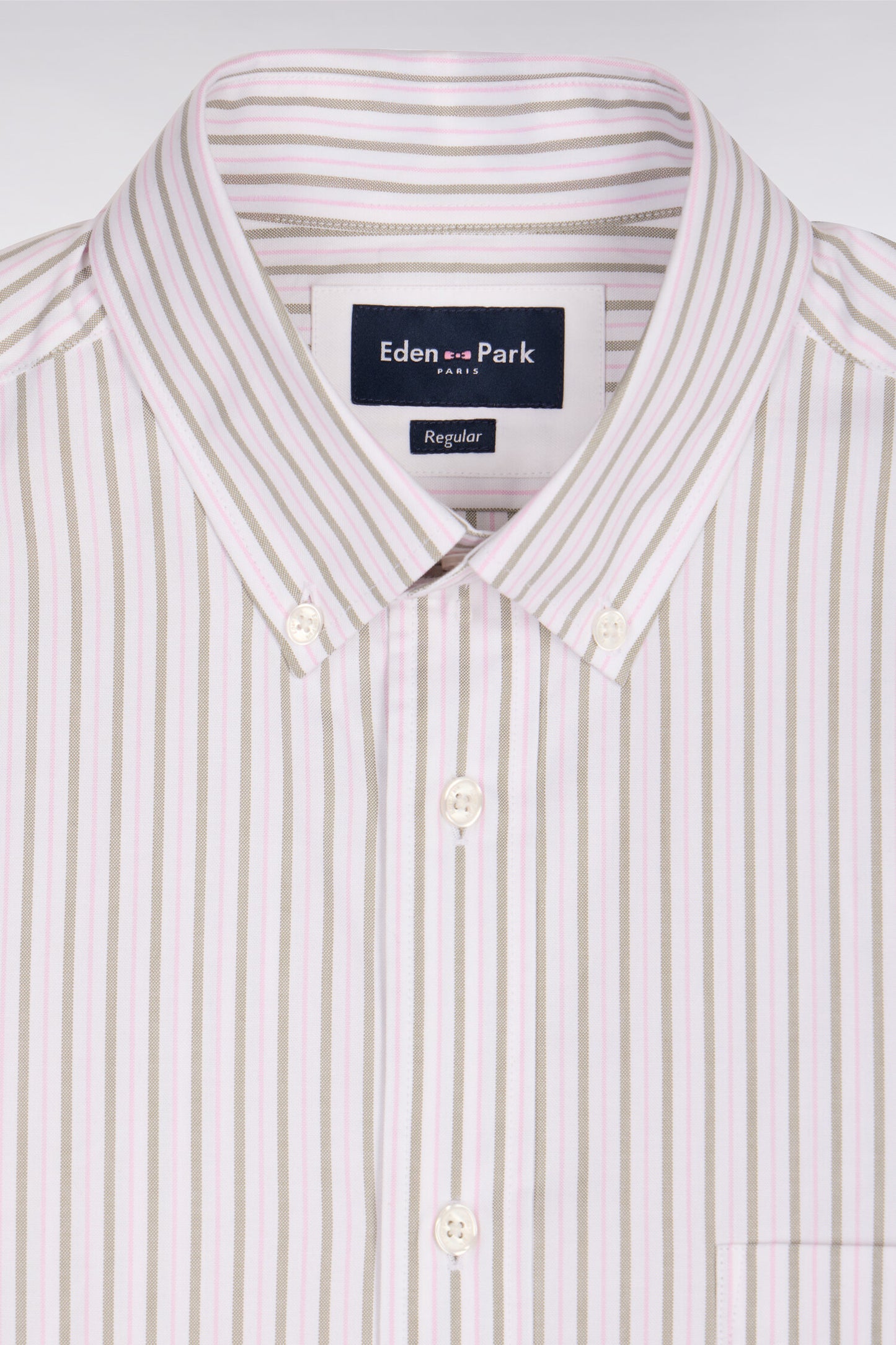 Chemise en coton pinpoint à rayures rose coupe regular