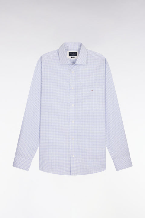 Chemise en coton dobby à carreaux ciel coupe regular - Image 2