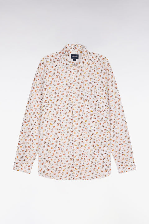 Chemise en popeline de coton imprimé floral orange coupe slim - Image 2