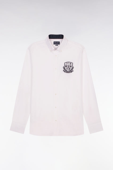 Chemise en coton pinpoint blanc broderie blason 6 Nations - Image 2