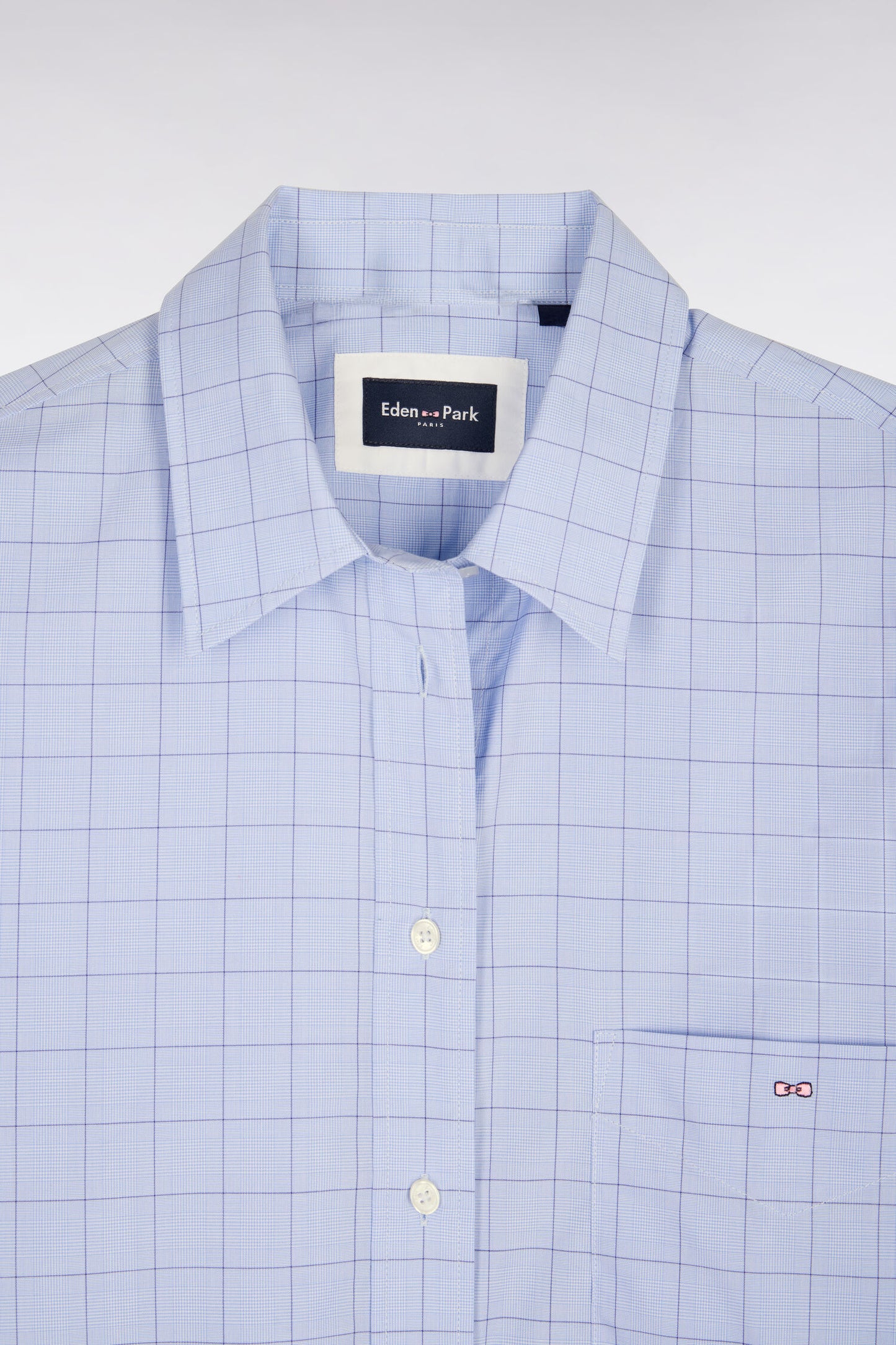 Chemise en coton ciel prince de Galles coupe oversized