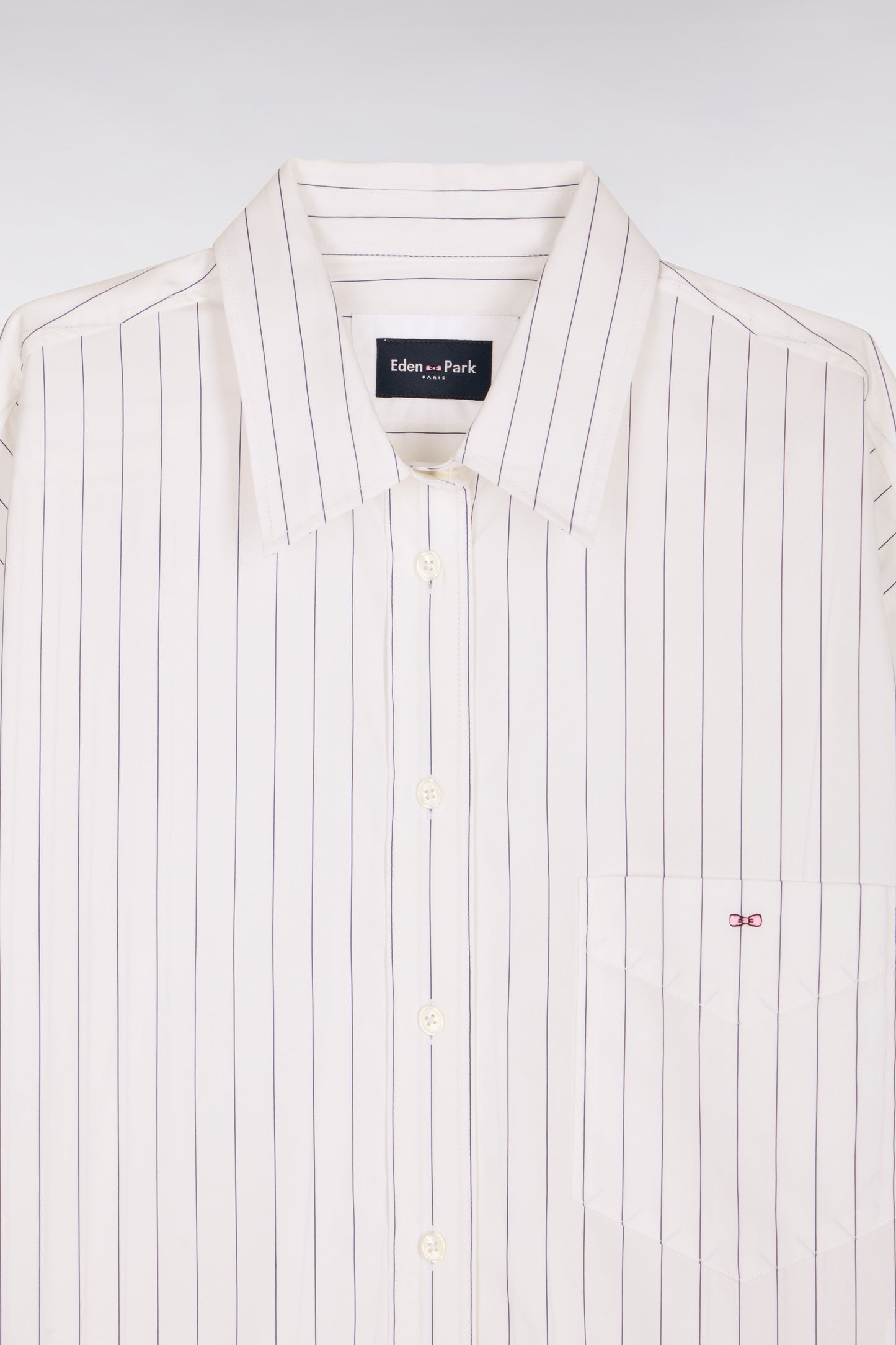 Chemise à fines rayures en popeline de coton blanche coupe oversized