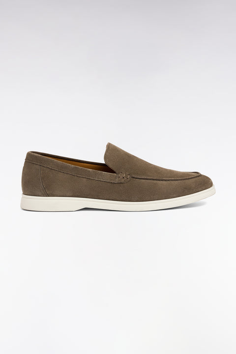 Dark gray suede split leather loafers - Image 1