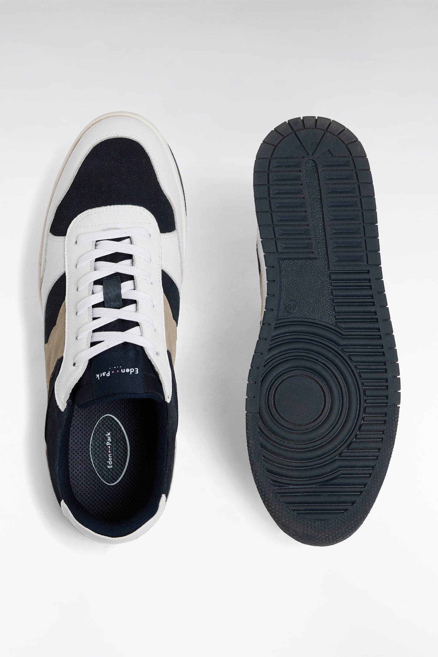 Sneakers tricolores en cuir marine