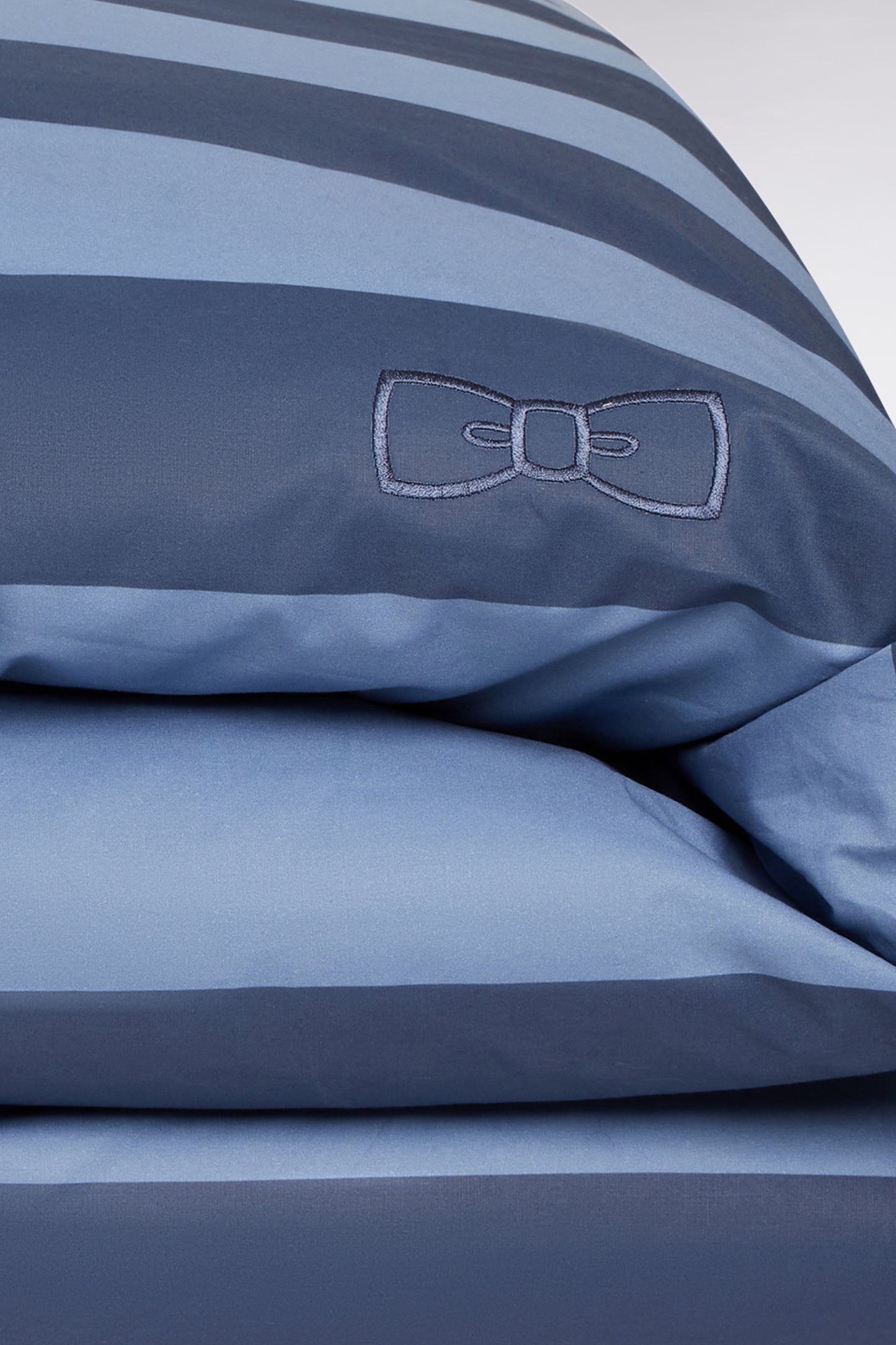 Navy gradient striped cotton percale duvet cover