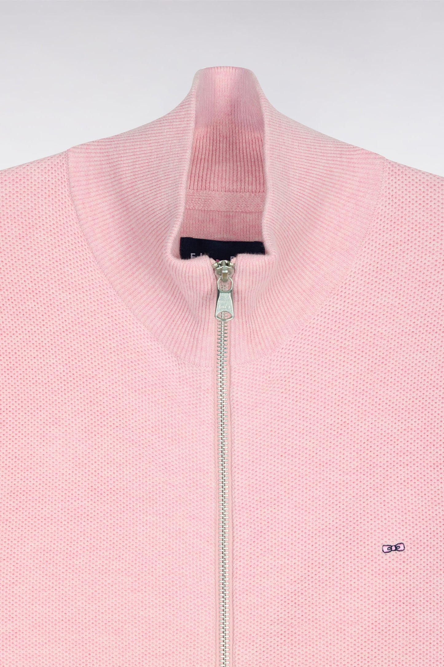 Cardigan zippé en coton rose
