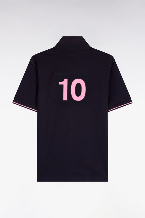 Maillot à manches courtes en coton blanc et marine coupe regular - Image 2