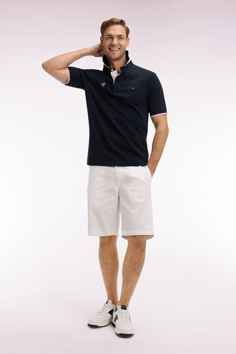 Maillot à manches courtes XV de France en coton marine brodé coupe Regular - Image 1