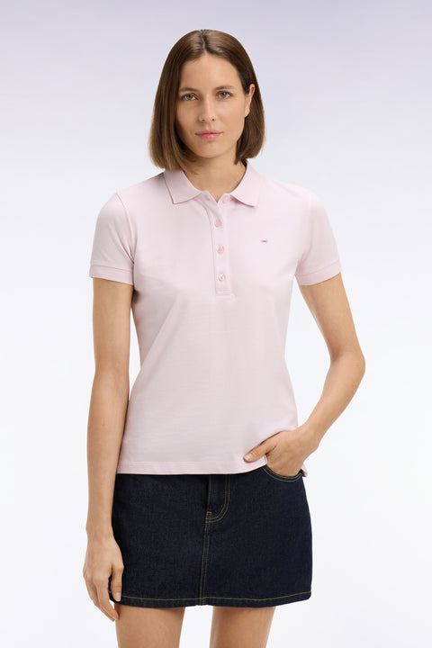 Polo à manches courtes en coton stretch rose - Image 3