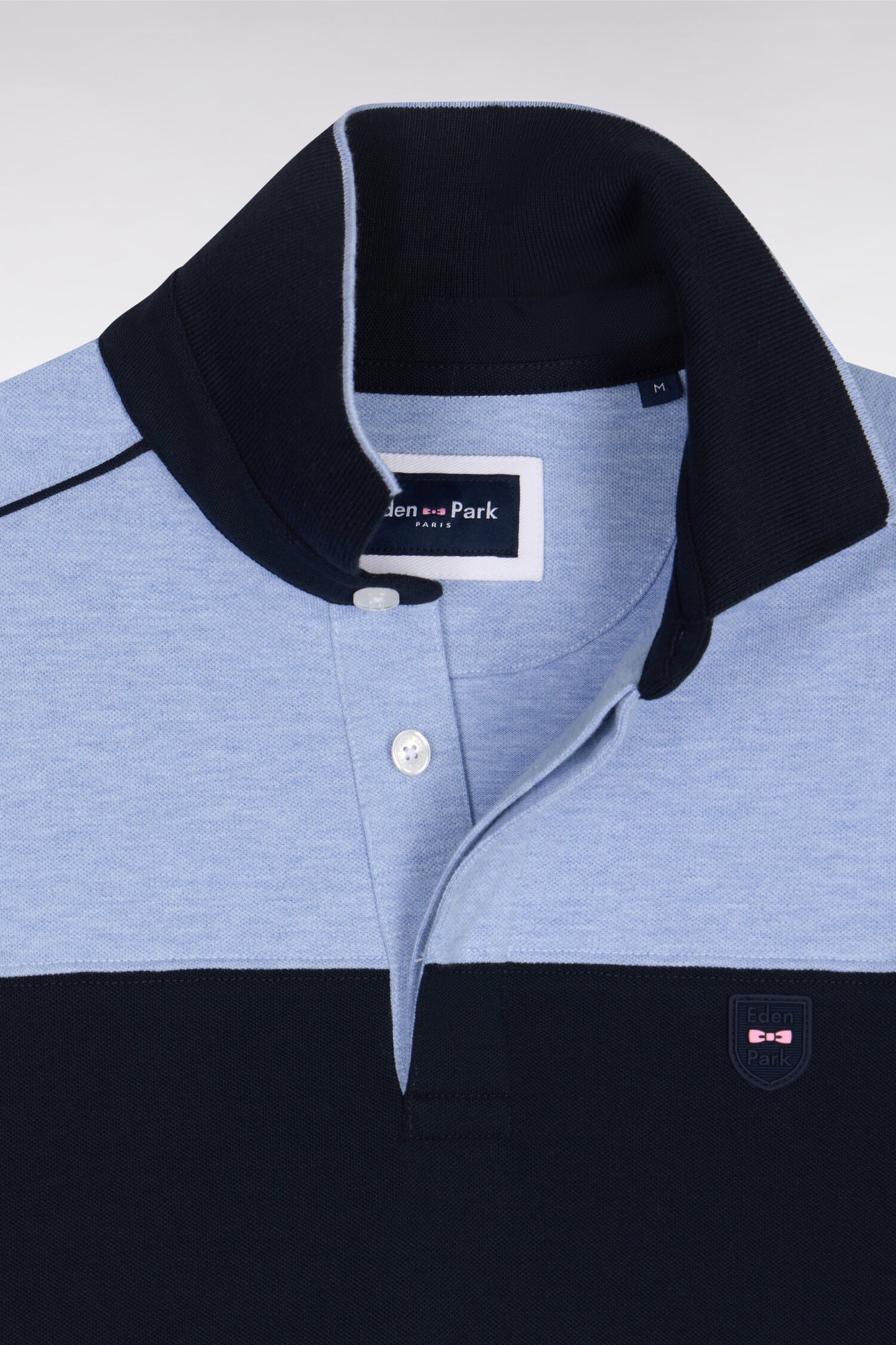 Polo à manches courtes en coton stretch ciel coupe slim