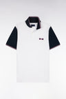 Polo à manches courtes en coton blanc à broderie patchée coupe regular