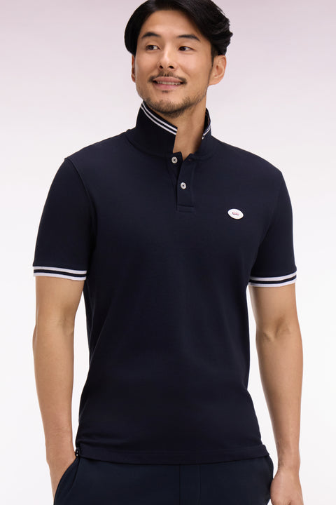 Polo à manches courtes en coton marine - Image 1