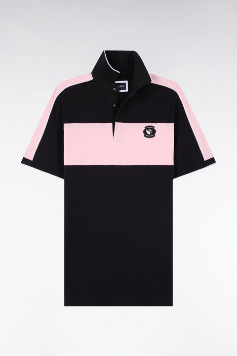 Polo à manches courtes en coton noir et rose New Zealand coupe regular - Image 2