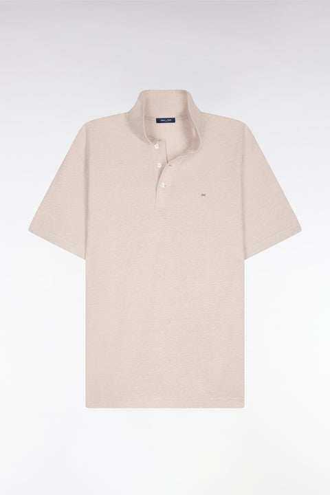 Regular fit short-sleeved polo shirt in ecru Oxford - Image 2