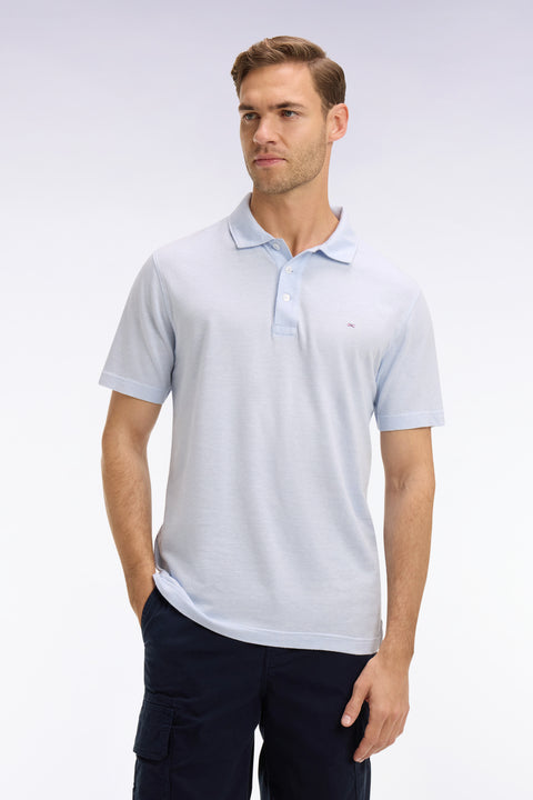 Regular fit sky Oxford short-sleeved polo shirt - Image 3