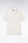 Regular fit short sleeve polo shirt in ivory Oxford