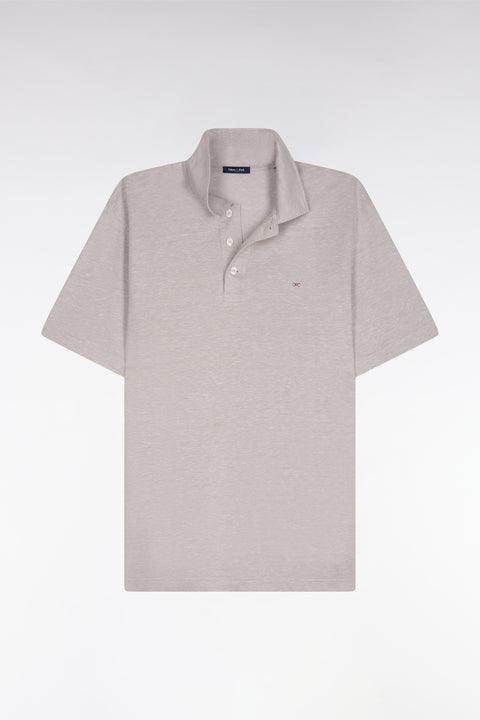 Regular fit gray Oxford short sleeve polo shirt - Image 2