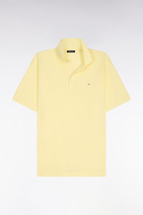 Regular fit yellow Oxford short-sleeved polo shirt - Image 2