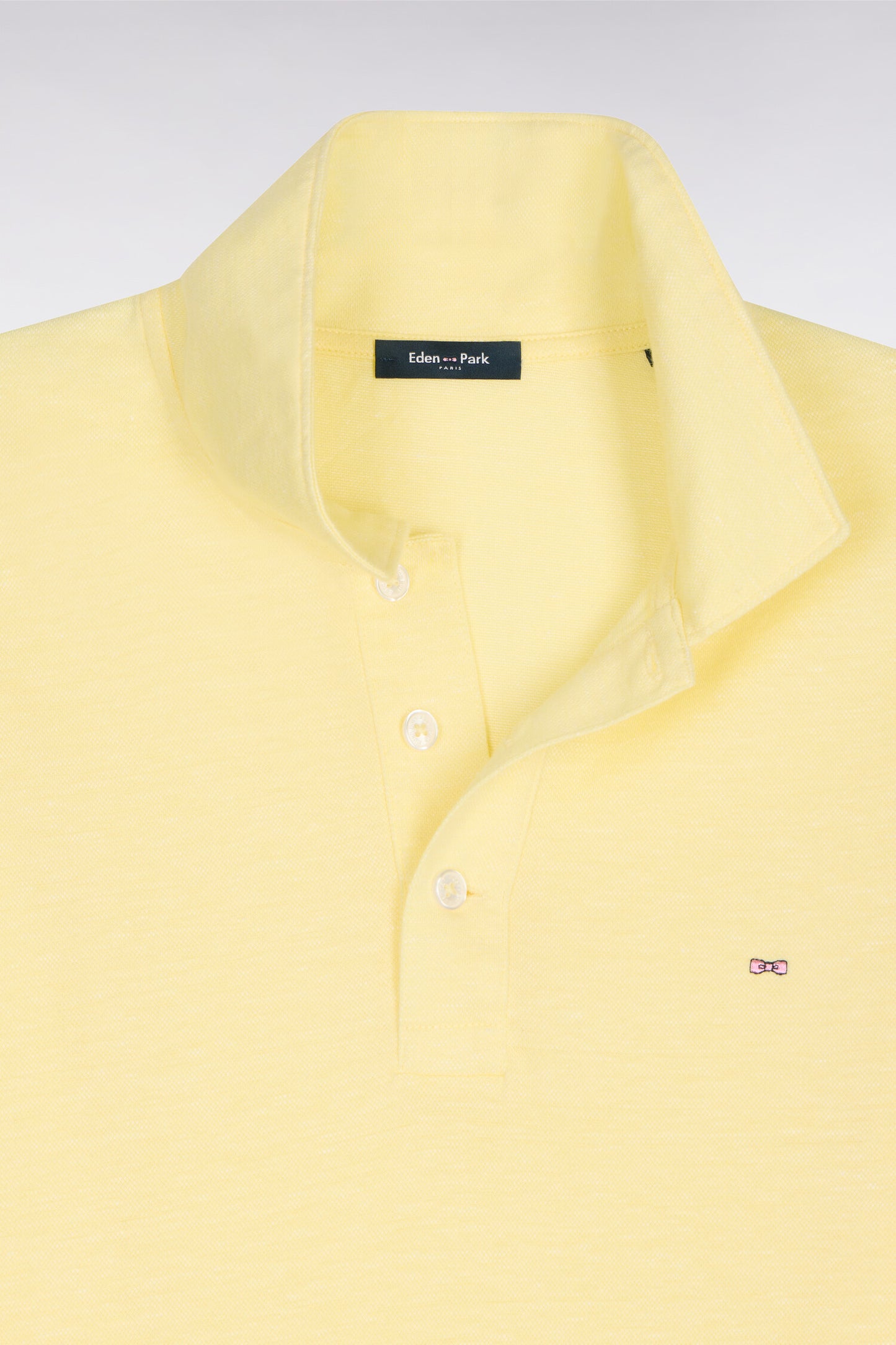 Regular fit yellow Oxford short-sleeved polo shirt