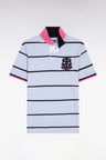 6 Nations short-sleeved polo shirt in regular-fit striped sky cotton