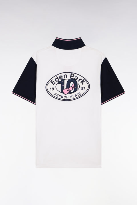 Polo à manches courtes en piqué coton blanc broderie dos - Image 2