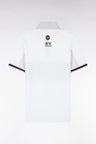 Polo à manches courtes XV de France en piqué coton blanc découpes marine