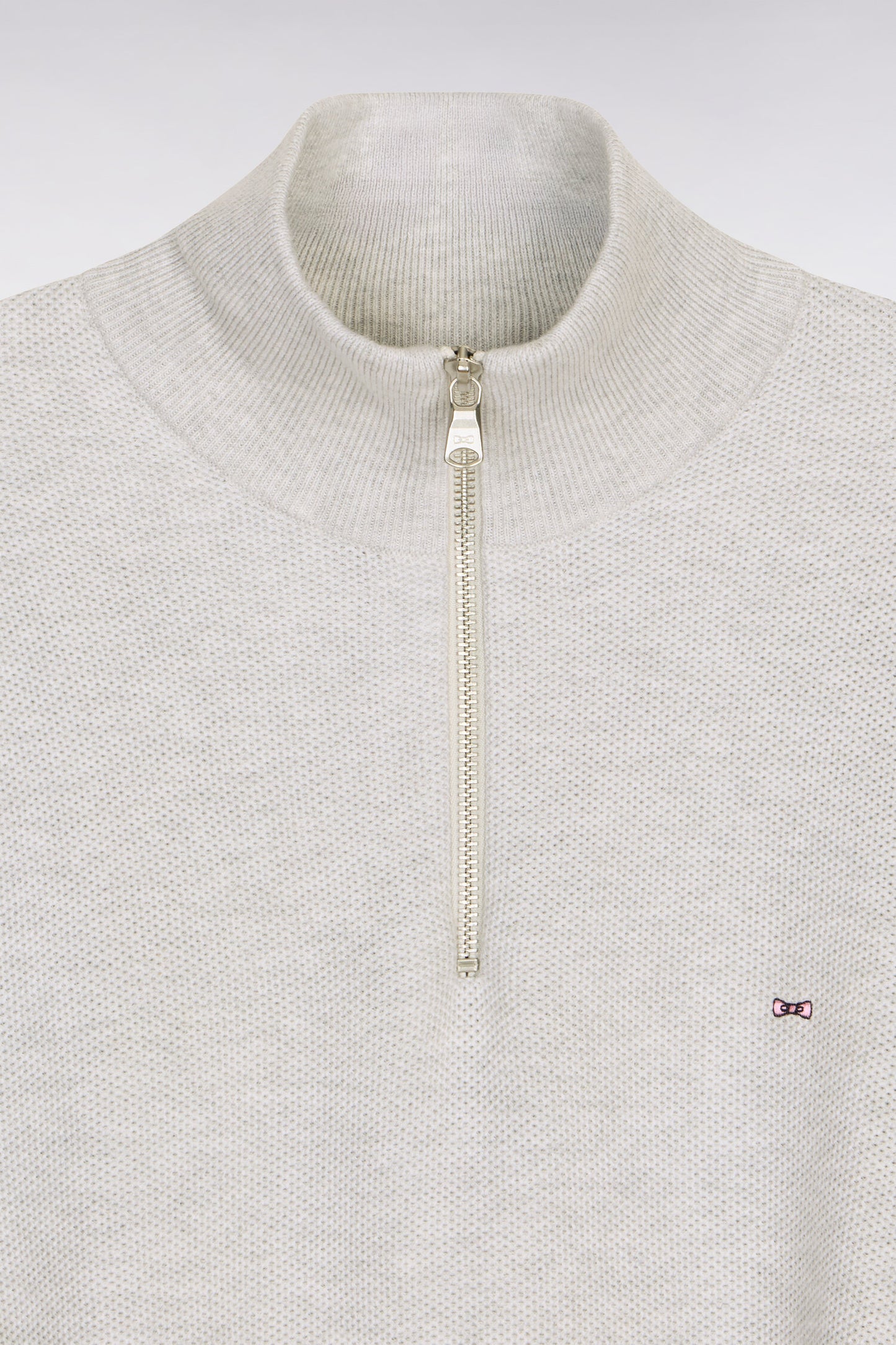 Light gray cotton trucker neck sweater