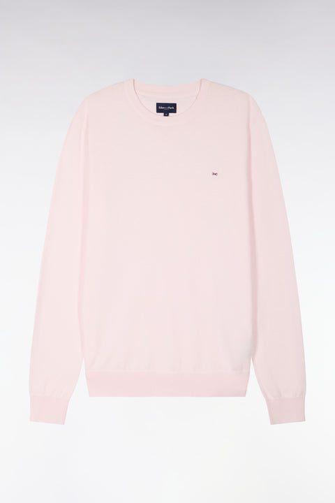 Pull col rond en coton et soie mélangés rose - Image 2