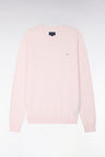 Pull col rond en coton et soie mélangés rose