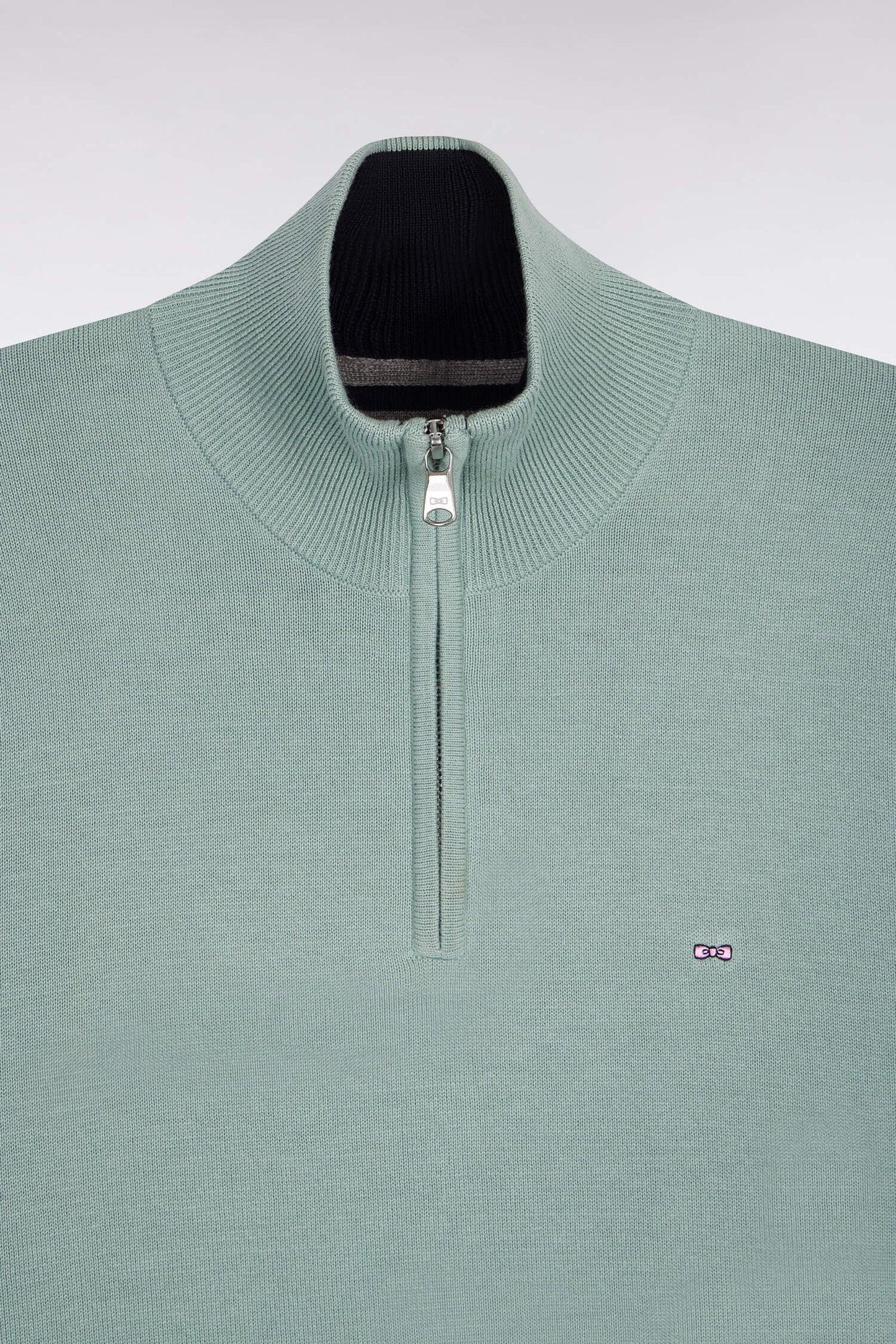 Pull col camionneur en coton vert d'eau