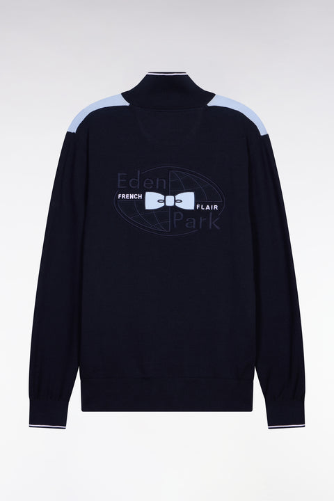 Pull à col maillot en coton ciel brodé - Image 2