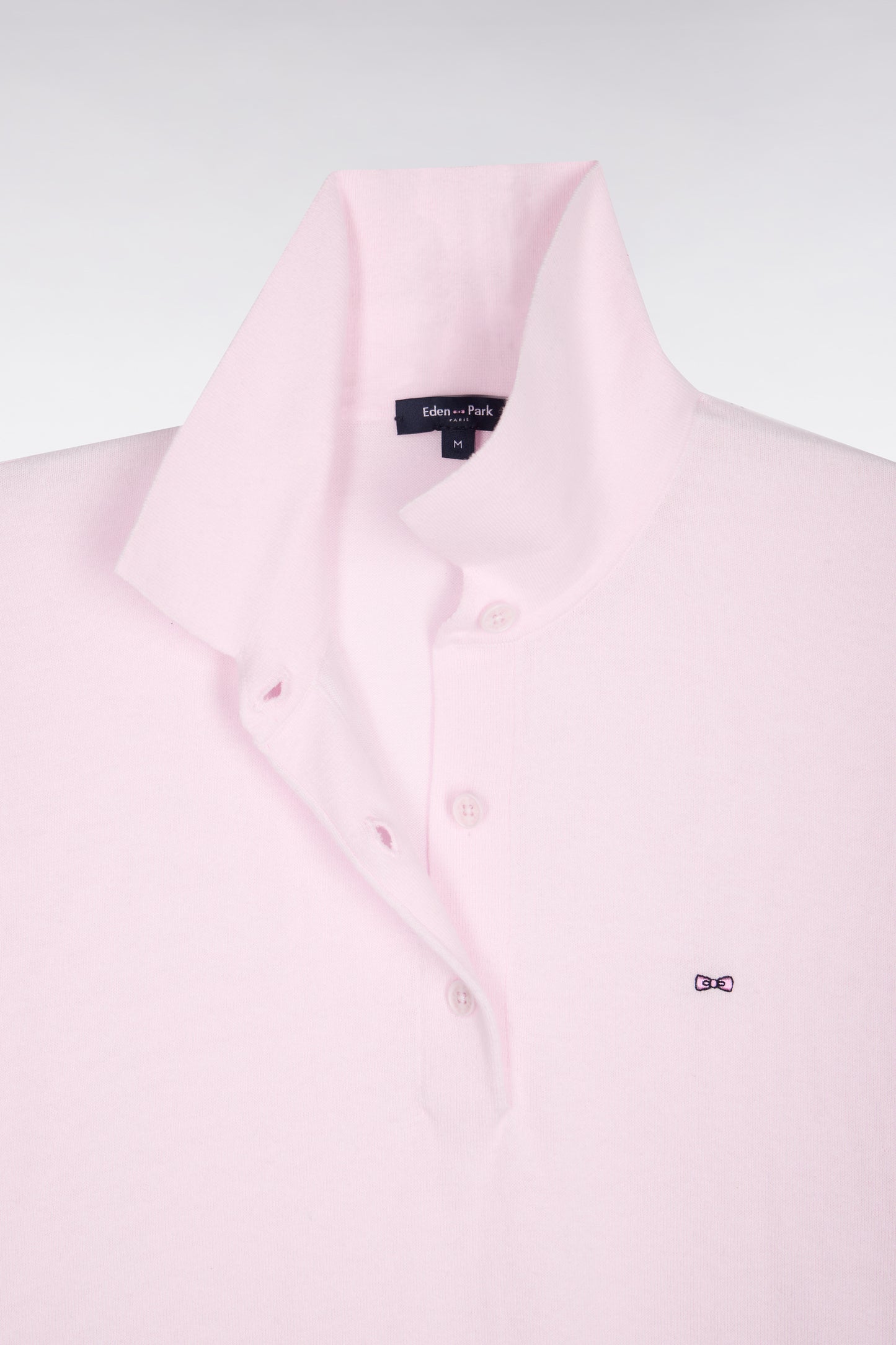 Pull polo à manches courtes en coton et soie mélangés rose coupe regular