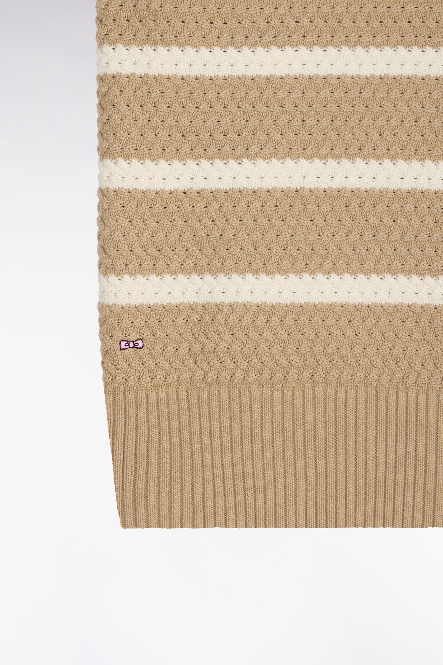 Sleeveless sailor sweater in beige braided cotton