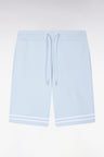 Short en molleton ciel à bordures de jambe rayées