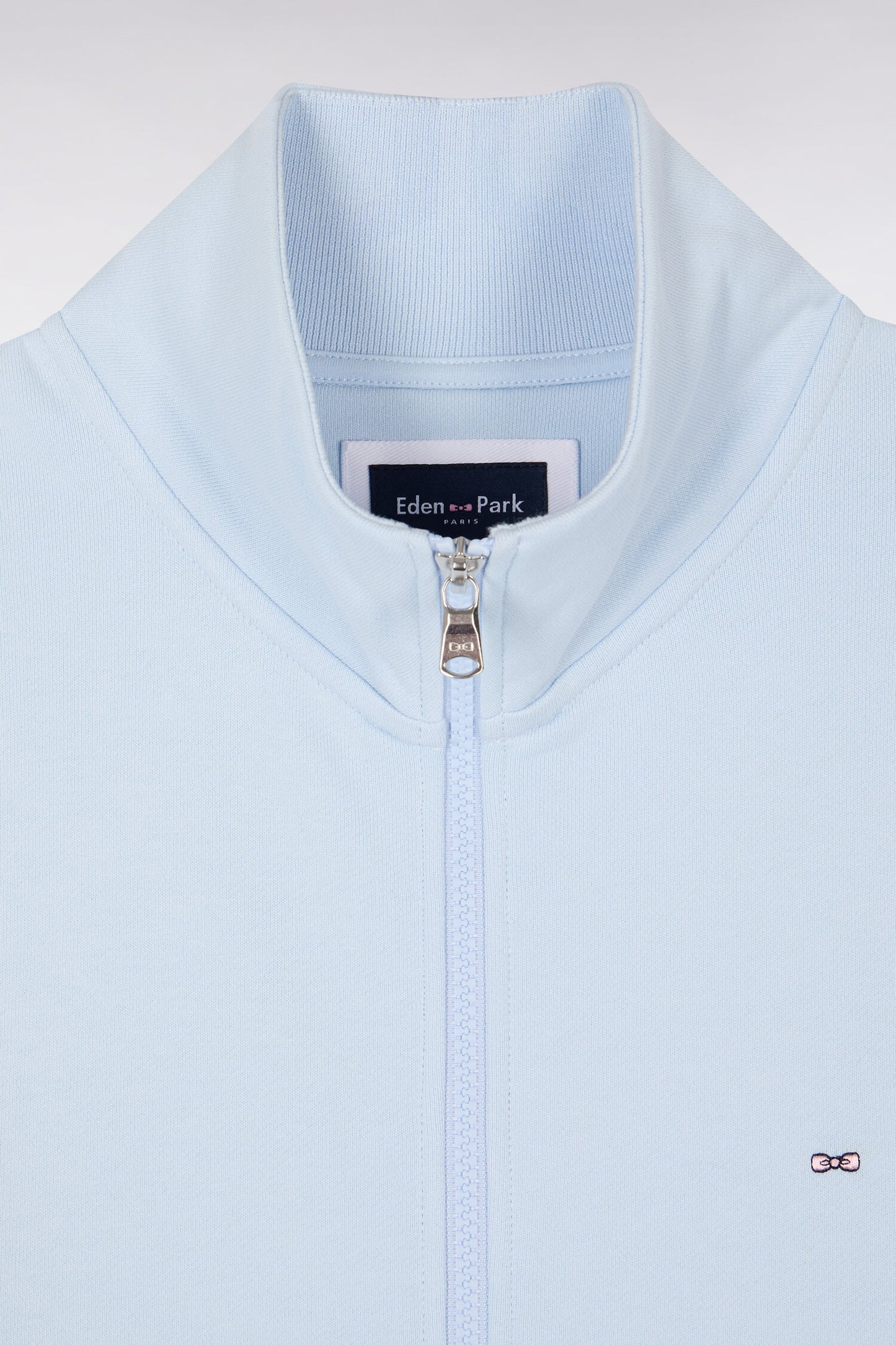 Sweatshirt zippé en molleton coton bleu ciel