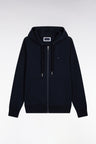 Sweatshirt zippé à capuche en molleton coton marine