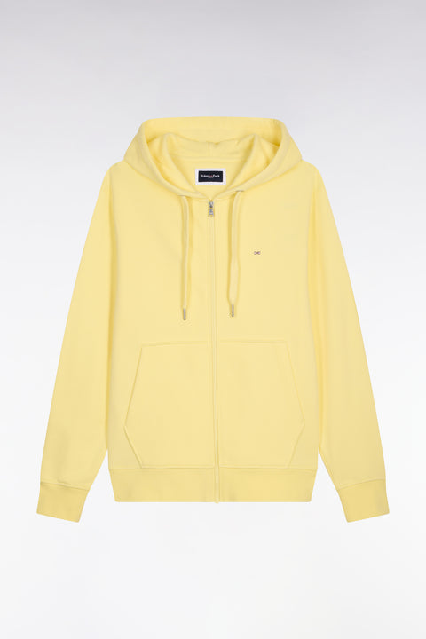 Sweatshirt zippé à capuche en molleton coton jaune - Image 2