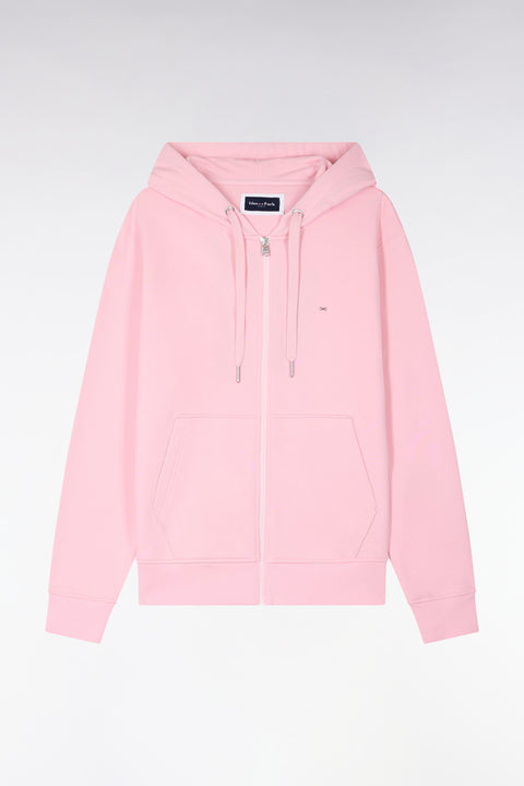 Sweatshirt zippé à capuche en molleton coton rose - Image 2