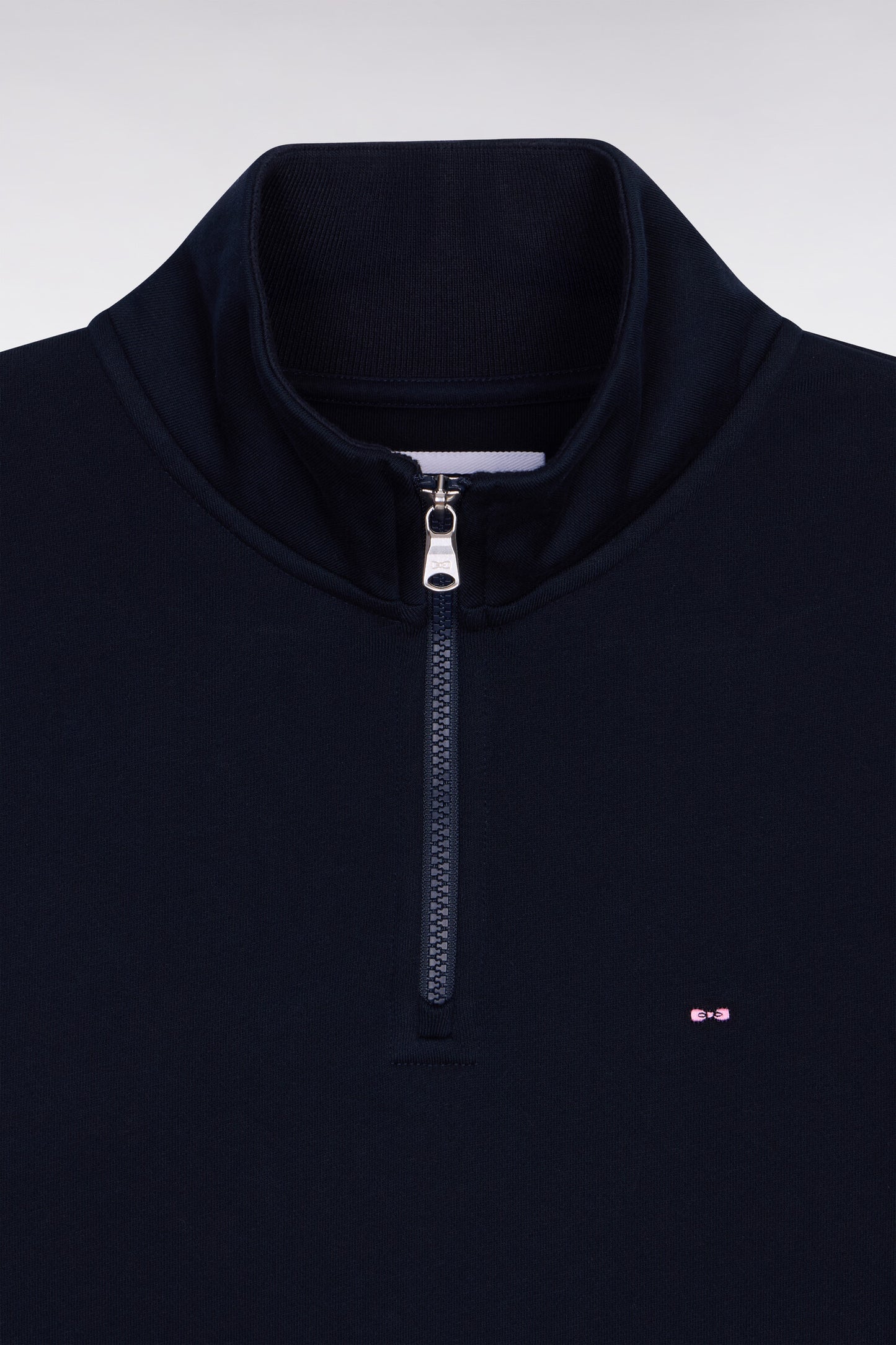 Sweatshirt col camionneur en molleton coton marine