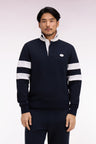 Sweatshirt col maillot en molleton marine coupe regular