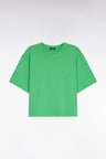T-shirt à manches courtes en lyocell et coton vert coupe oversized