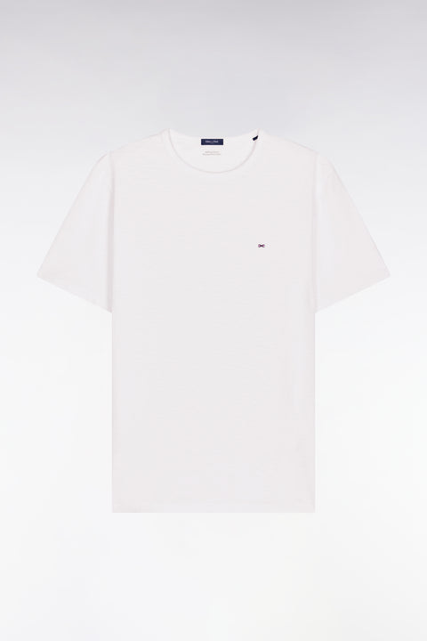 T-shirt à manches courtes en jersey de coton slub blanc coupe regular - Image 2