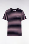 T-shirt à manches courtes en coton stretch rayé marine coupe slim