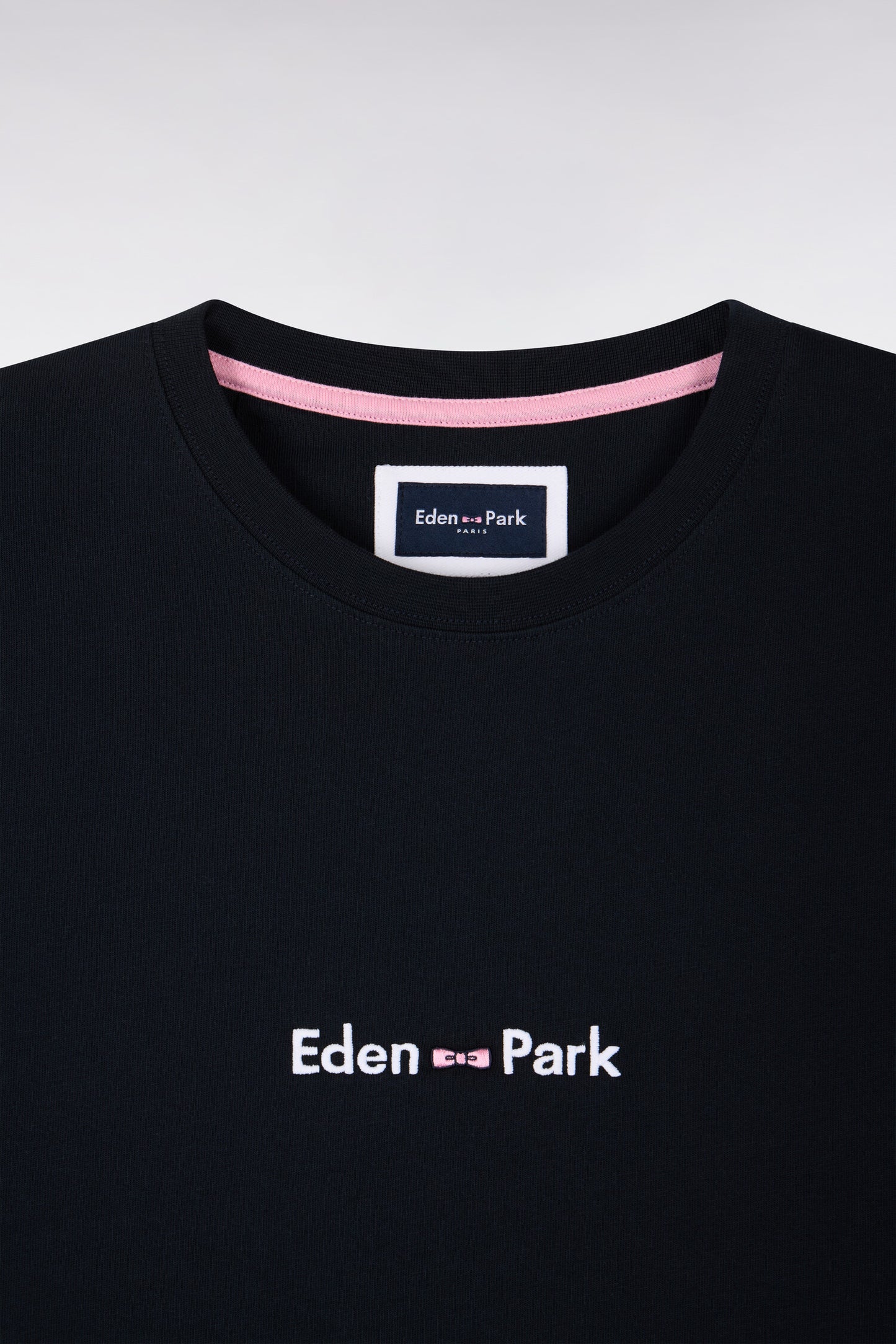 T-shirt à manches courtes en coton marine broderie Eden Park coupe regular