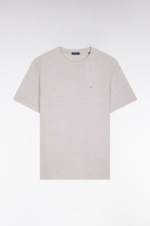 T-shirt à manches courtes en coton et lin gris coupe regular - Image 2