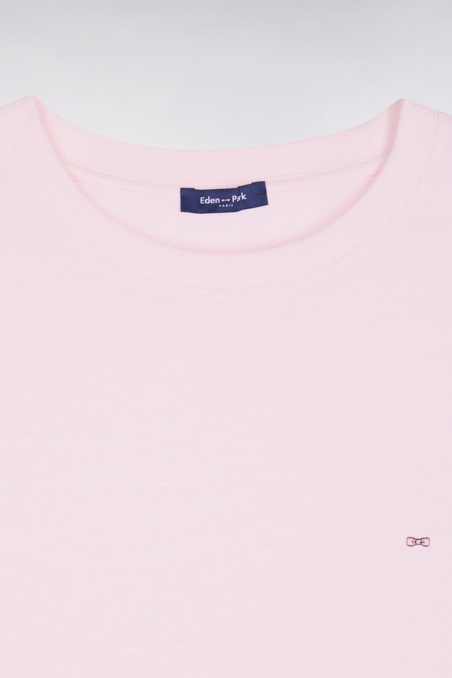 T-shirt à manches courtes en coton et lin rose coupe regular