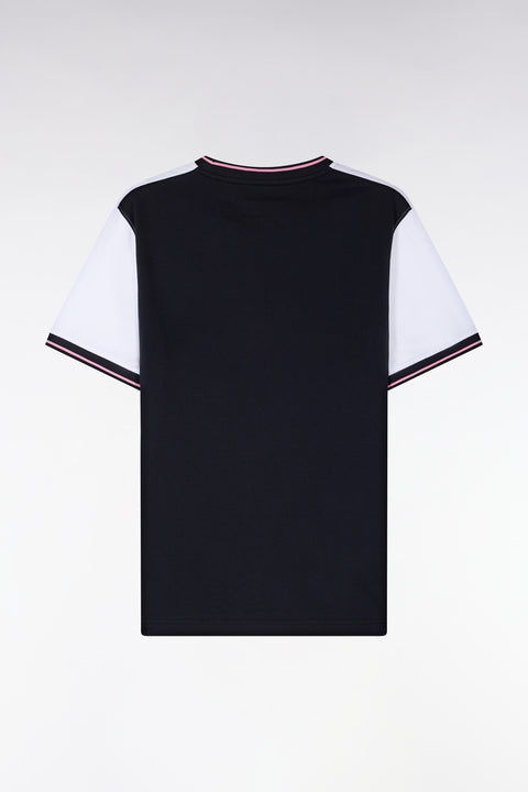 T-shirt à manches courtes en bicolore blanc et marine coupe regular - Image 2