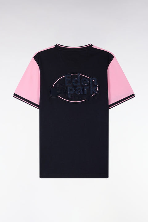 T-shirt à manches courtes en bicolore rose et marine coupe regular - Image 2