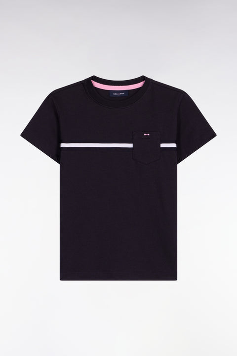 T-shirt à manches courtes en coton marine coupe droite - Image 1