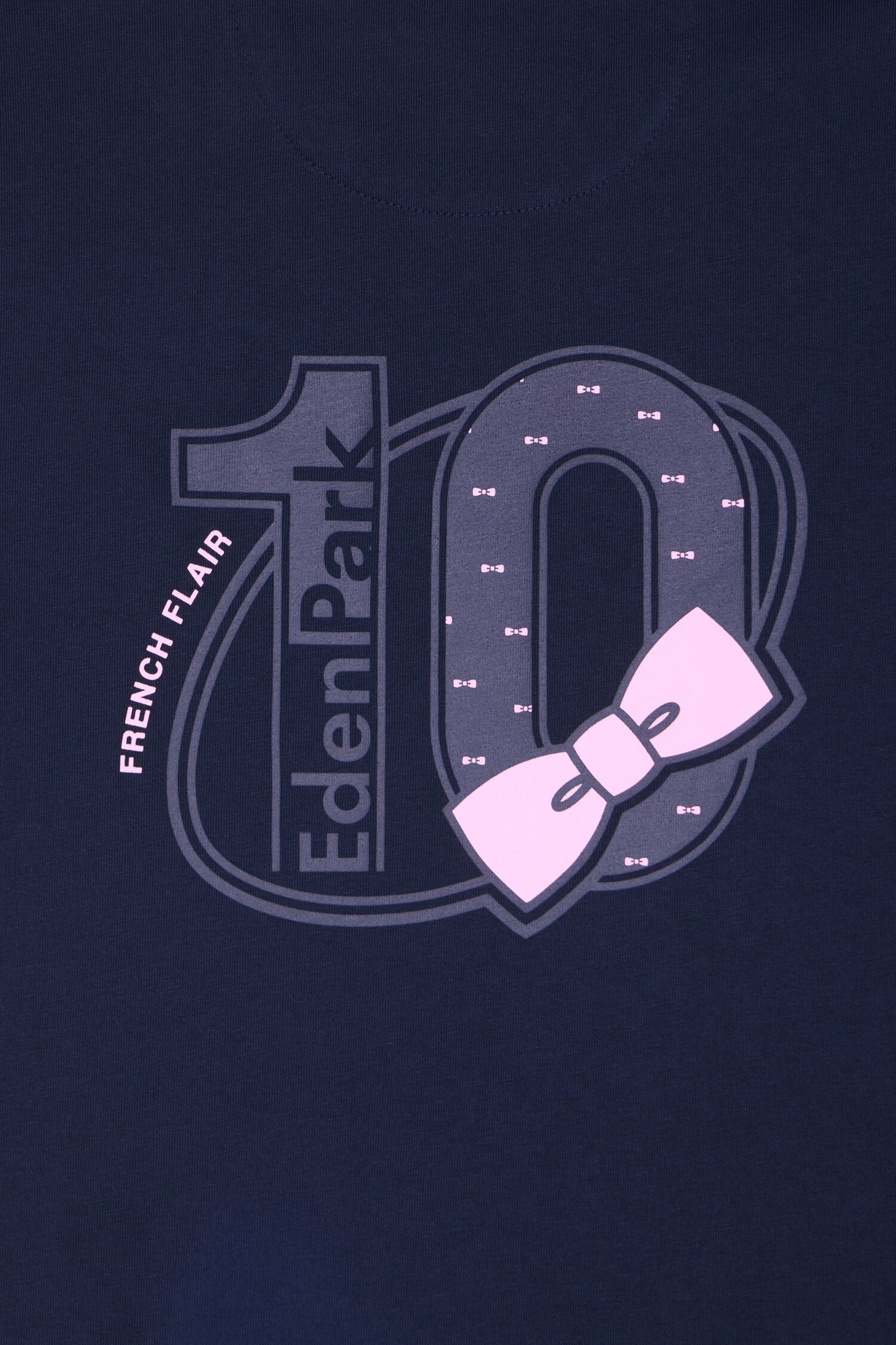 Regular fit navy screen-printed short-sleeved T-shirt